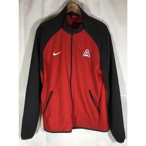Nike Jacket Full Zip Mock Neck Mens Long Sleeve Red Black Embroidered A Size M